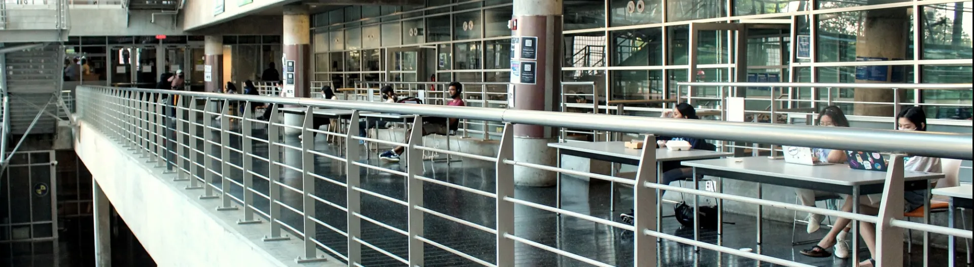 Interior of Lerner Hall with students studying